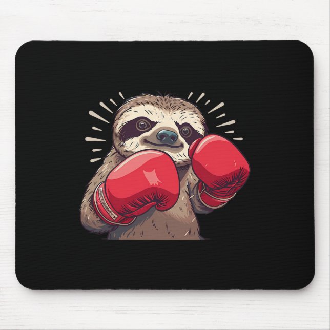 Boxing Sloth With Boxing Gloves Kickboxing Funny B Mouse Pad (Front)