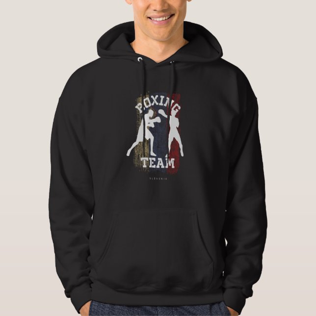Boxing Slovenia Combat Sports Fighter Boxing Hoodie (Front)