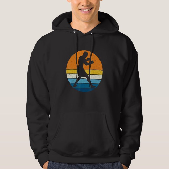Boxing Sports Retro Vintage Sunset Boxer Hoodie (Front)