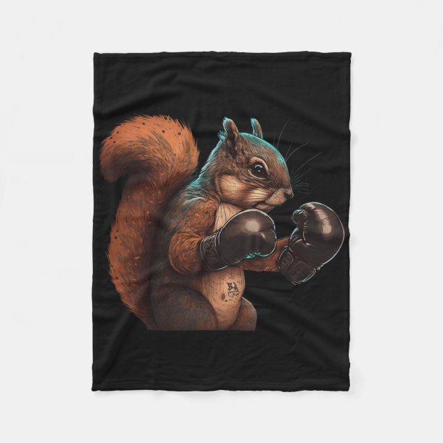 Boxing Squirrel Boxer Boxing Gloves Kickboxing Mma Fleece Blanket (Front)