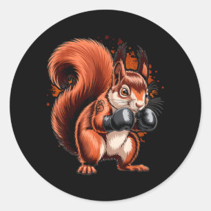 Boxing Squirrel Boxer Gloves Kickboxing MMA Classic Round Sticker