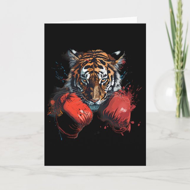 Boxing Tiger Lover Boxing Gloves Kickboxing Funny  Card (Front)