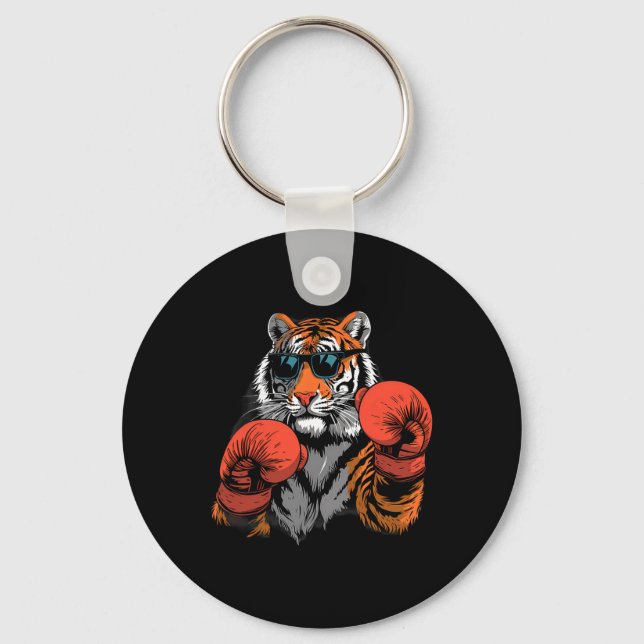 Boxing Tiger Lover Boxing Gloves Kickboxing Funny  Keychain (Front)