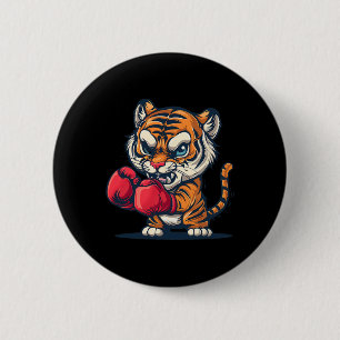 Boxing Tiger With Boxing Gloves Kickboxing Funny B 2 Inch Round Button