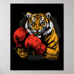 Boxing Tiger With Boxing Gloves Kickboxing Funny B Poster
