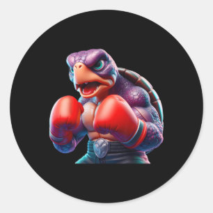 Boxing Tortoise Turtle Boxer Kickboxer Mma Fighter Classic Round Sticker