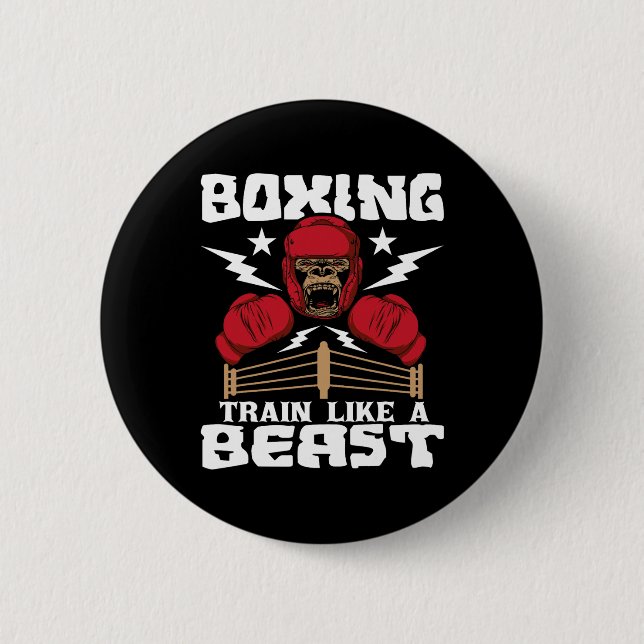 Boxing Train Like A Beast - Kickboxing Kickboxer G 2 Inch Round Button (Front)
