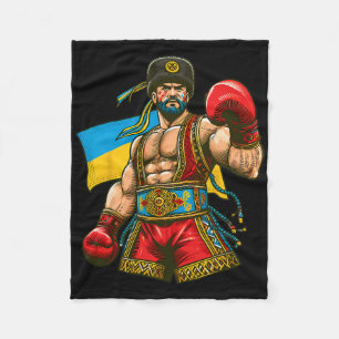 Boxing Ukrainian Boxer Ukraine Flag  Fleece Blanket