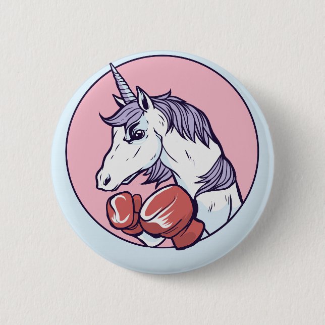 Boxing Unicorn 2 Inch Round Button (Front)