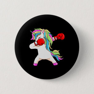 Boxing Unicorn Dabbing Boxer Coach Trainee Student 2 Inch Round Button