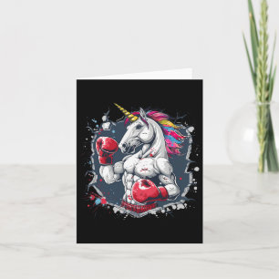 Boxing Unicorn With Boxing Gloves Kickboxing Funny Card