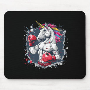 Boxing Unicorn With Boxing Gloves Kickboxing Funny Mouse Pad