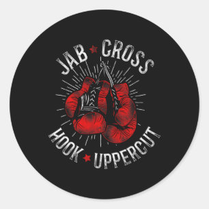 Boxing Vintage Jab Cross Hook Uppercut  Classic Round Sticker