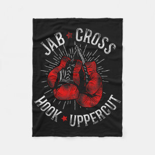 Boxing Vintage Jab Cross Hook Uppercut Fleece Blanket