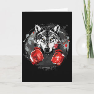 Boxing Wolf With Boxing Gloves Kickboxing Funny Bo Card