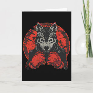 Boxing Wolf With Boxing Gloves Kickboxing Funny Bo Card