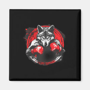 Boxing Wolf With Boxing Gloves Kickboxing Funny Bo Magnet