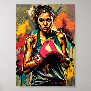Boxing Woman Modern Fighter Martial Arts Portrait Poster