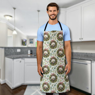 Boxwood Easter Wreath Pink Bow with Egg Apron