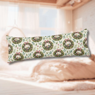 Boxwood Easter Wreath Pink Bow with Egg Body Pillow