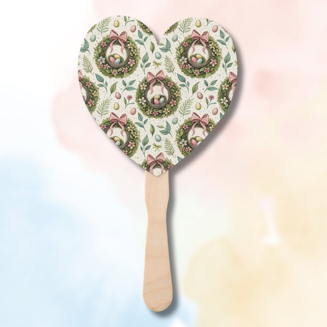 Boxwood Easter Wreath Pink Bow with Egg Hand Fan (Creator Uploaded)