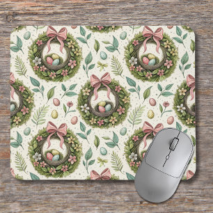 Boxwood Easter Wreath Pink Bow with Egg Mouse Pad