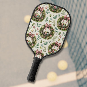 Boxwood Easter Wreath Pink Bow with Egg Pickleball Paddle