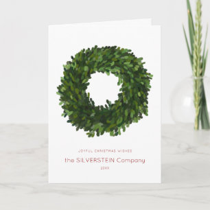 Boxwood Wreath Christmas Holiday Corporate Folded Invitation