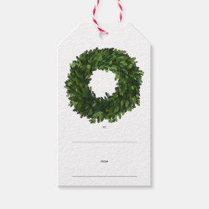 Boxwood Wreath Christmas Holiday Gift Tags