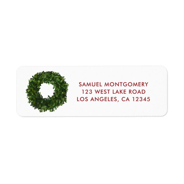 Boxwood Wreath Christmas Holiday Return Address (Front)