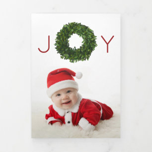 Boxwood Wreath Christmas Holiday Triple Card