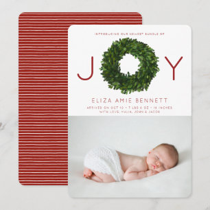 Boxwood Wreath Holiday Faire-part de naissance