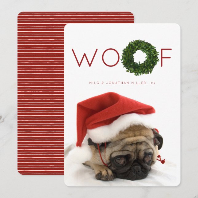 Boxwood Wreath Pet Christmas Holiday Flat Card (Front/Back)