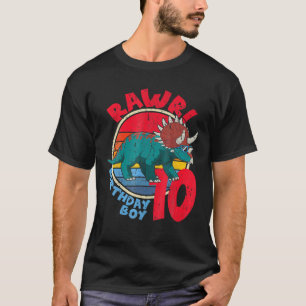 Boy 10Th Birthday I Rawr! Triceratops I Family Mat T-Shirt
