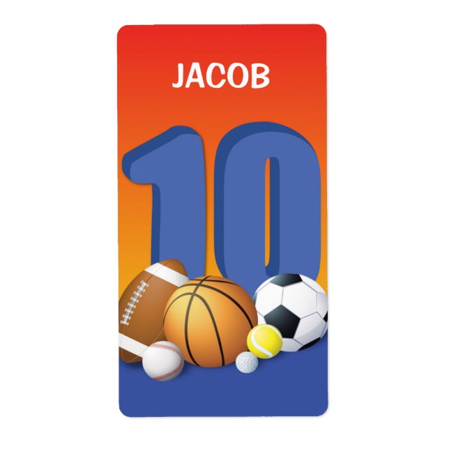 Boy 10th Birthday Sports Balls (Front)