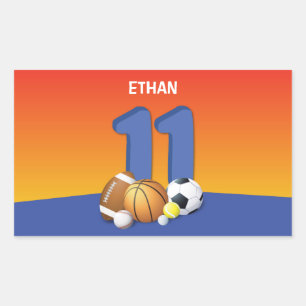 Boy 11th Birthday Sports Balls Sticker