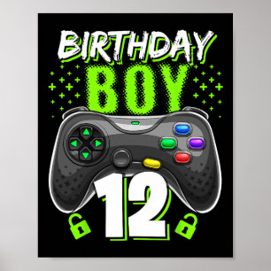 Boy 12 Video Game Controller Gamer 12th Birthday  Poster
