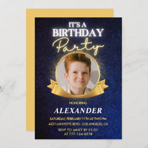 Boy 13th birthday invitations  Elegant Chic Photo
