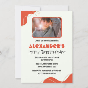 Boy 14th birthday invitations Modern Photo Red