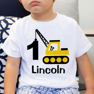 Boy 1st Birthday Construction Crane T-Shirt