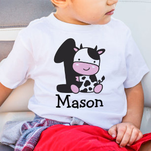 Boy 1st Birthday Cow Number 1 T-Shirt