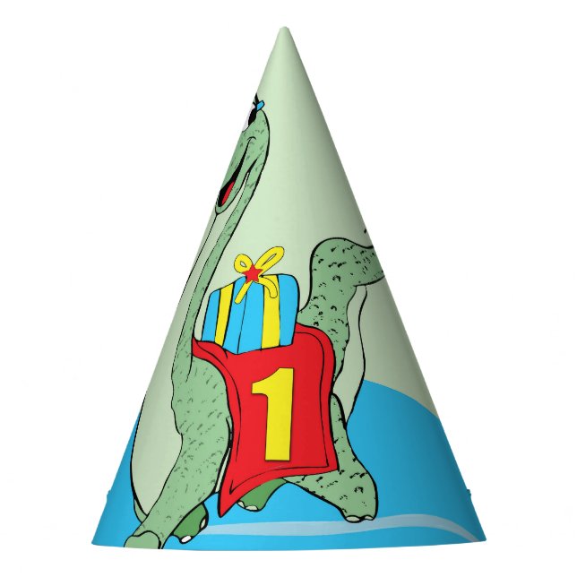 Boy, 1st Birthday Dinosaur Party Hat (Front)
