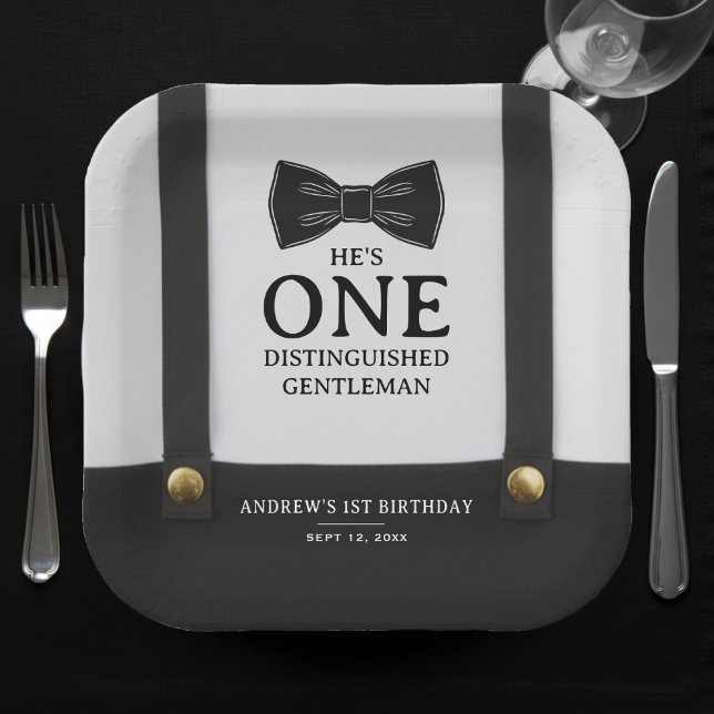 Boy 1st Birthday One Distinguished Gentleman Paper Plate (Creator Uploaded)