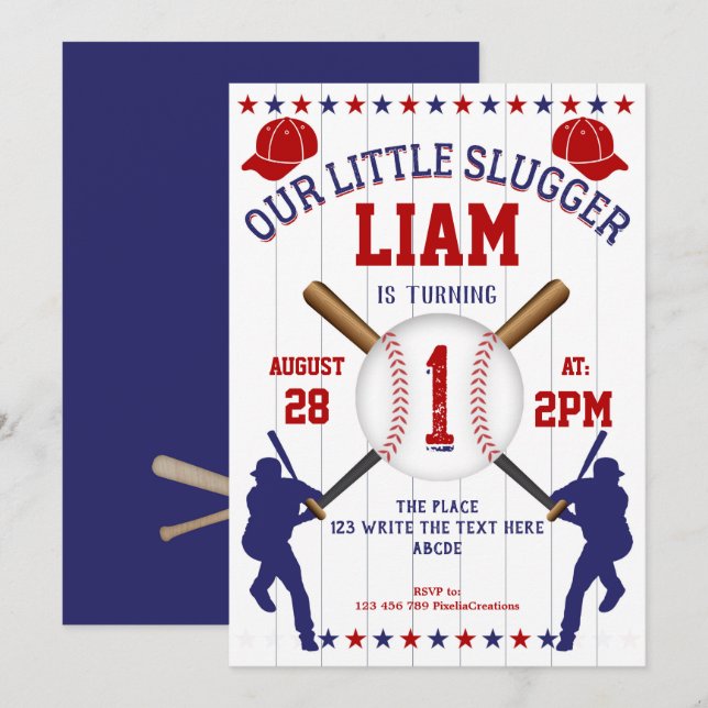 Boy 1st birthday, Sport Birthday, Baseball Invitation (Front/Back)