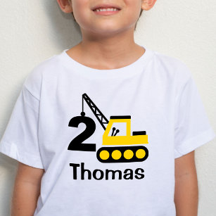 Boy 2nd Birthday Construction Crane T-Shirt