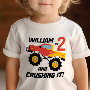 Boy 2nd Birthday Monster Truck Personalized Baby T-Shirt