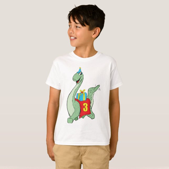 Boy, 3rd Birthday Dinosaur T-Shirt (Front Full)