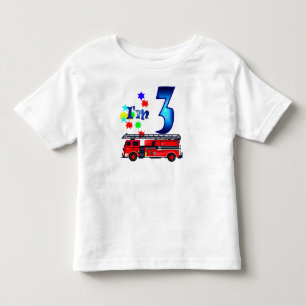 Boy 3rd birthday fire engine toddler t-shirt