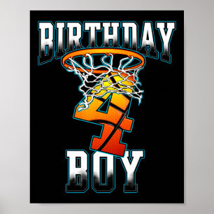 Boy 4 Years Old Birthday Gifts Bysketbyll Person Poster