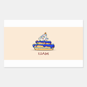 Boy 4th Birthday, 4 on Sweet Blue Cake Sticker
